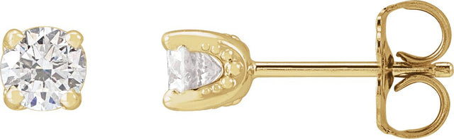 14K Gold Natural Diamond Round 4-Prong Stud Earrings – 2.5-4mm Stones - Yellow Gold
