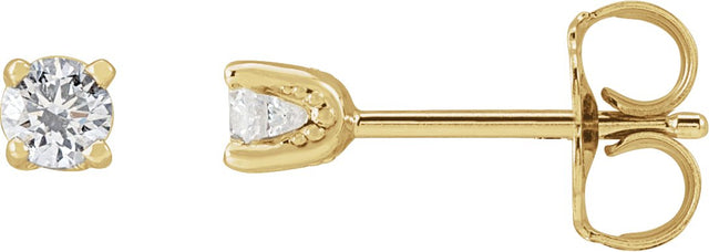 14K Gold Lab-Grown Diamond Round 4-Prong Stud Earrings - Yellow Gold