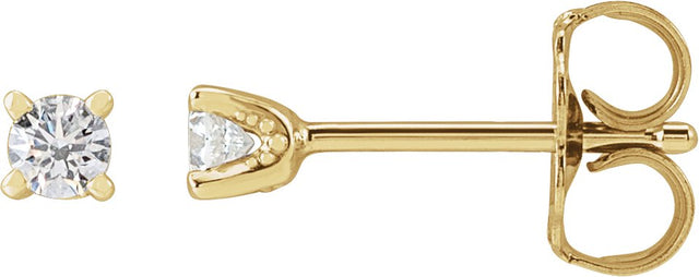 14K Gold Lab-Grown Diamond Round 4-Prong Stud Earrings - Yellow Gold