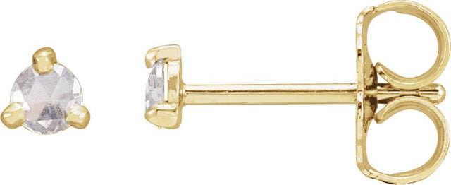 14K Gold Natural Diamond Round 3-Prong Claw Rose-Cut Stud Earrings - Yellow Gold