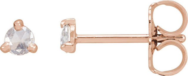 14K Gold Natural Diamond Round 3-Prong Claw Rose-Cut Stud Earrings - Rose Gold