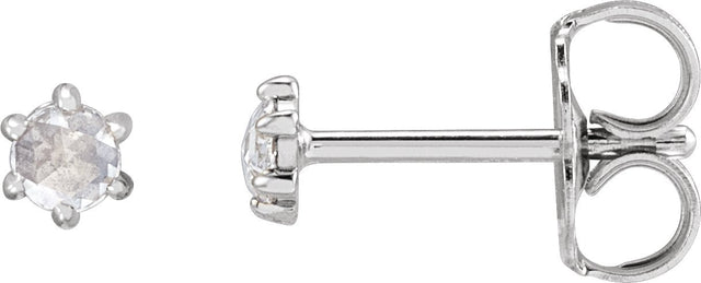 14K Gold Natural Diamond Round 6-Prong Rose-Cut Stud Earrings - White Gold