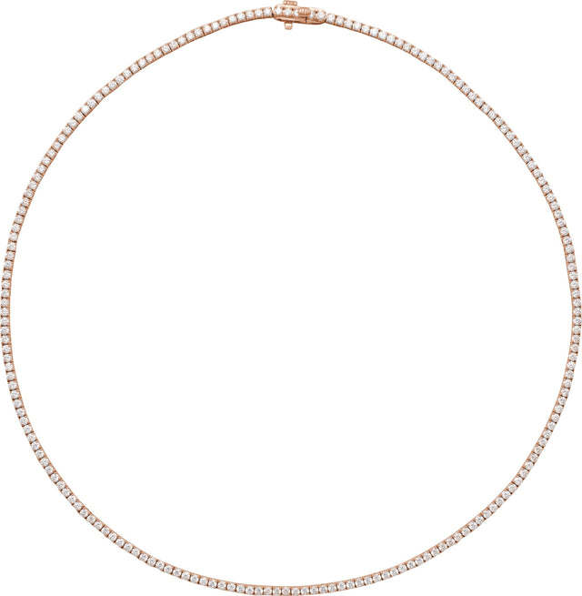 14K Gold Round Lab-Grown Diamond Line Necklace - Rose Gold