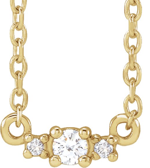 14K Gold Round Natural Diamond Accented Necklace - Yellow Gold