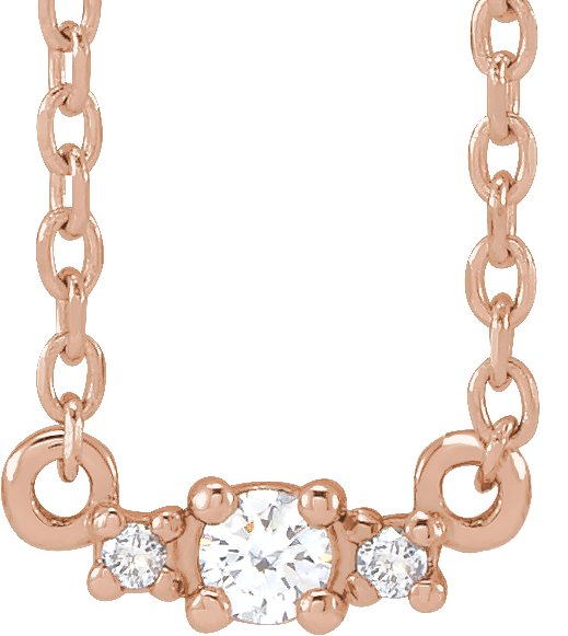 14K Gold Round Natural Diamond Accented Necklace - Rose Gold