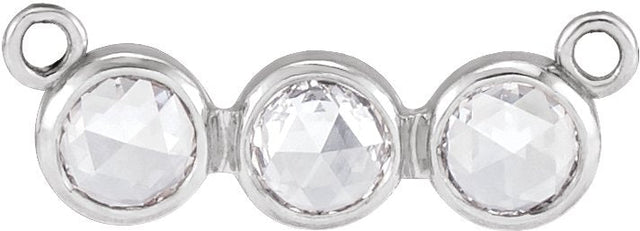 Platinum Round Natural Diamond Rose-Cut Three-Stone Necklace