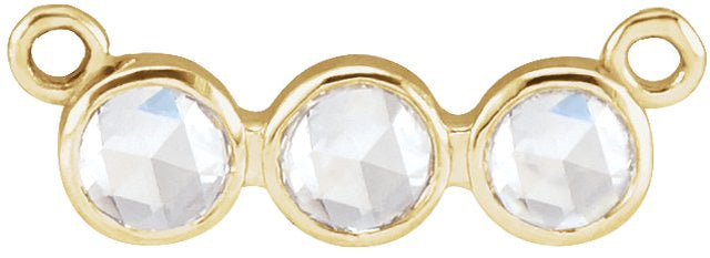 14K Gold Round Natural Diamond Rose-Cut Three-Stone Necklace - Yellow Gold