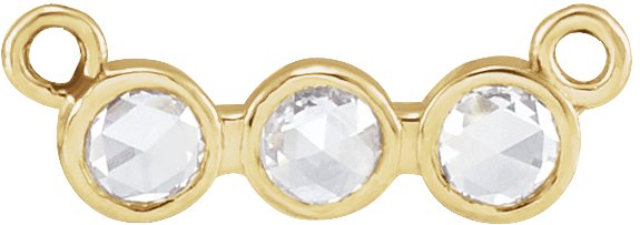 14K Gold Round Natural Diamond Rose-Cut Three-Stone Necklace - Yellow Gold