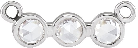 Platinum Round Natural Diamond Rose-Cut Three-Stone Necklace
