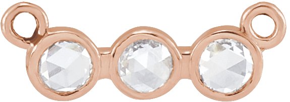 14K Gold Round Natural Diamond Rose-Cut Three-Stone Necklace - Rose Gold