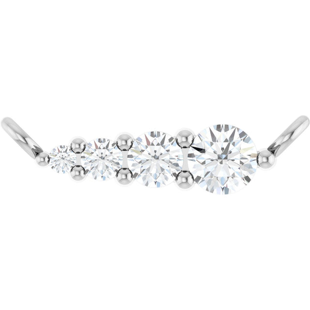 Platinum Round Natural Diamond Graduated Necklace
