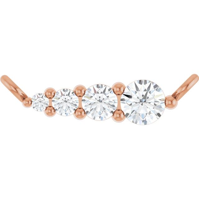 14K Gold Round Natural Diamond Graduated Necklace - Rose Gold