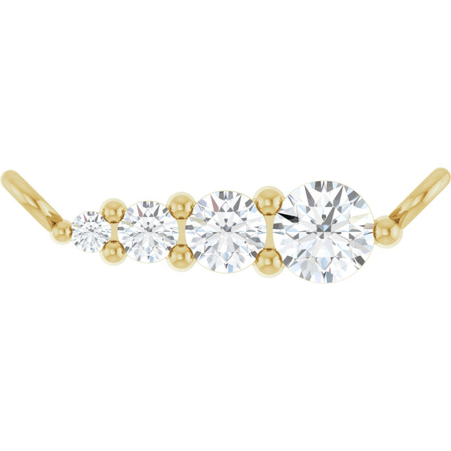 14K Gold Round Lab-Grown Diamond Graduated Necklace - Yellow Gold
