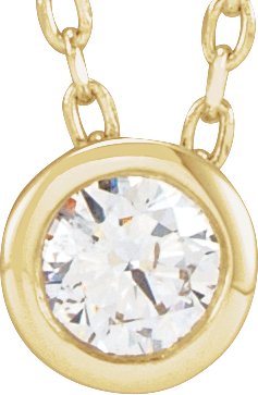 14K Gold Round Lab-Grown Diamond Solitaire Bezel-Set Necklace - Yellow Gold