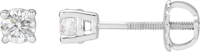 14K Gold Natural Diamond Round 4-Prong Stud Earrings – 2.8-6.3mm Stones - White Gold
