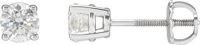 Platinum Natural Diamond Round 4-Prong Stud Earrings – 2.8-6.3mm Stones