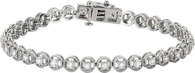 14K Gold Round Natural Diamond Line Bracelet IV
