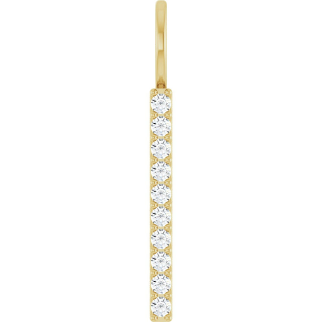 14K Gold Round Lab-Grown Diamond Vertical Bar Necklace or Pendant - Yellow Gold