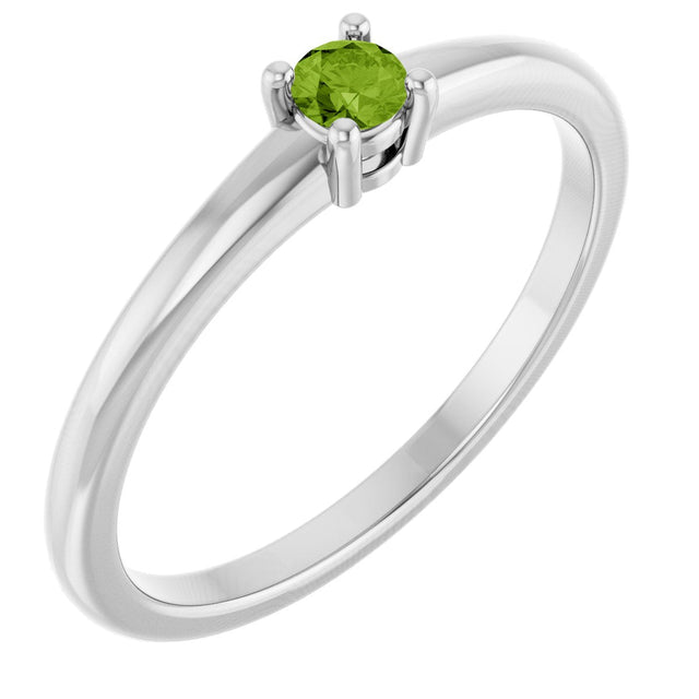 Platinum Round Natural Peridot Solitaire Ring