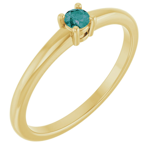 14K Gold Round Lab-Grown Alexandrite Solitaire Ring - Yellow Gold