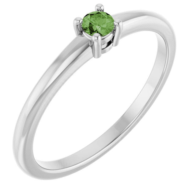 Platinum Round Natural Green Sapphire Solitaire Ring