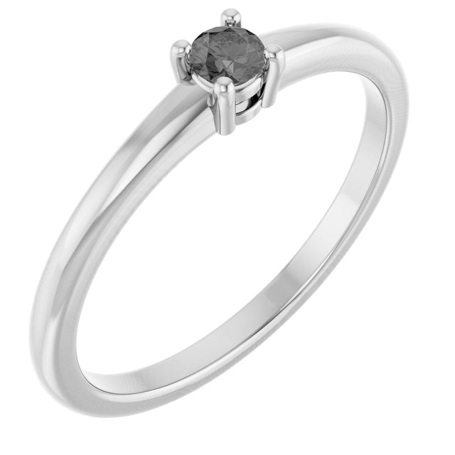 Platinum Round Natural Gray Spinel Solitaire Ring