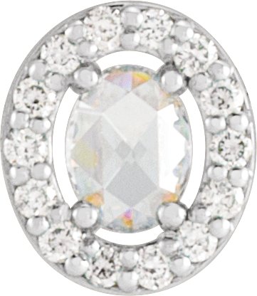 Platinum Natural Diamond Oval Rose-Cut Halo-Style Pendant