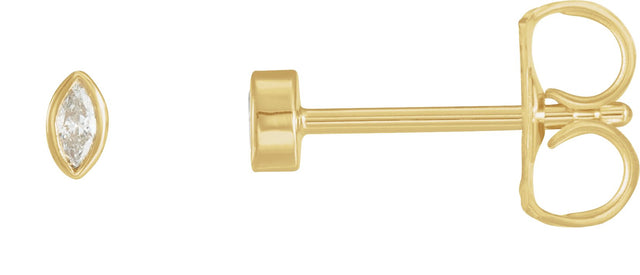14K Gold Natural Diamond Marquise Bezel-Set Stud Earrings - Yellow Gold