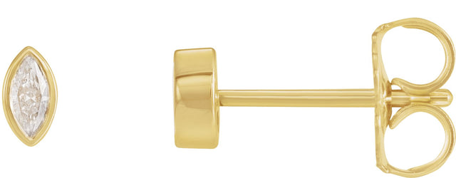 14K Gold Natural Diamond Marquise Bezel-Set Stud Earrings - Yellow Gold