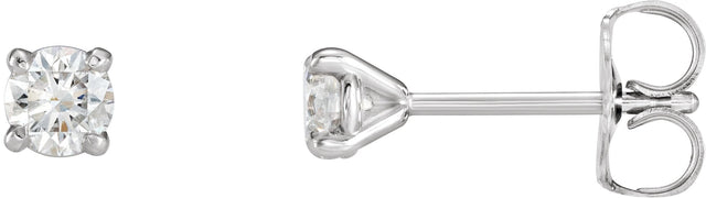 Platinum Natural Diamond Round 4-Prong Cocktail-Style Claw Stud Earrings