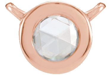 14K Gold Round Natural Diamond Rose-Cut Bezel-Set Necklace - Rose Gold