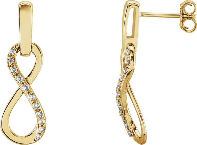 14K Gold Round Natural Diamond Infinity-Inspired Earrings - Yellow Gold