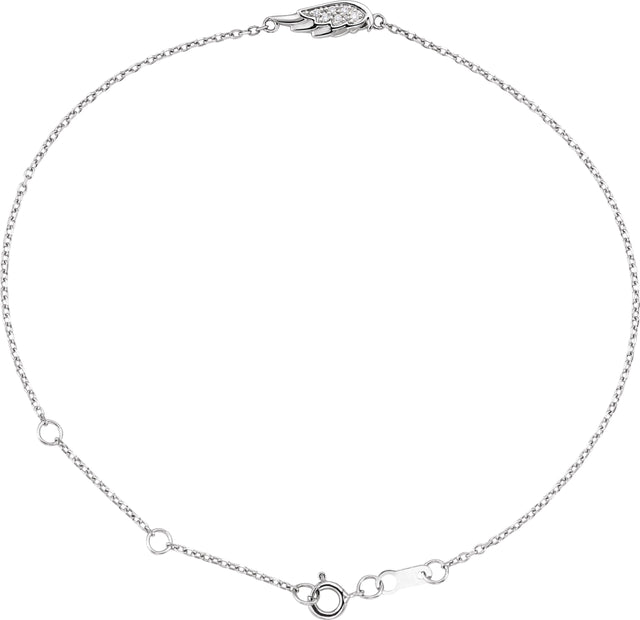 Platinum Round Natural Diamond Angel Wing Bracelet