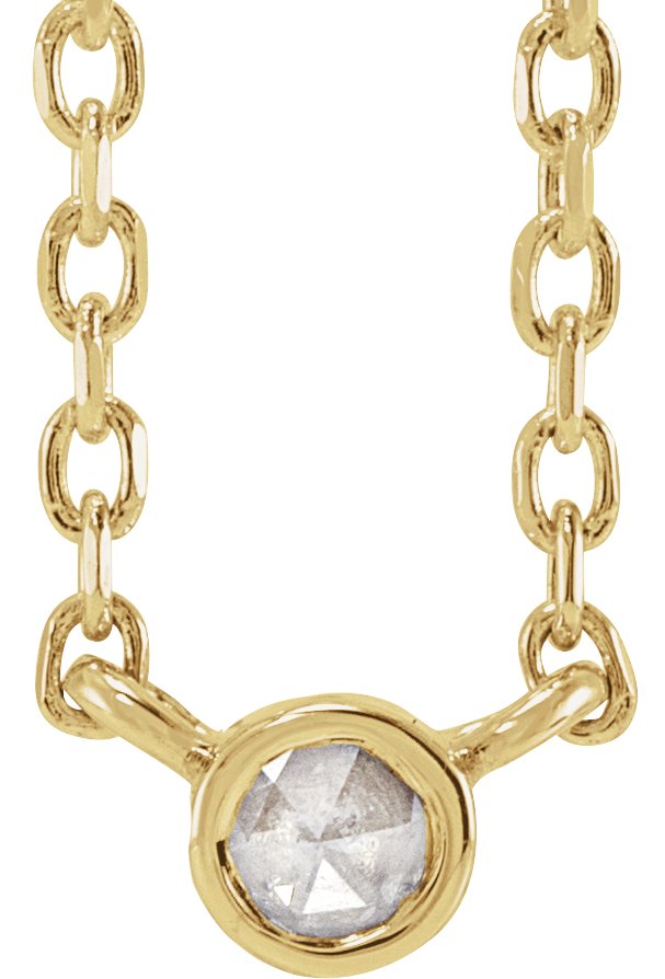 14K Gold Round Natural Diamond Rose-Cut Bezel-Set Necklace - Yellow Gold