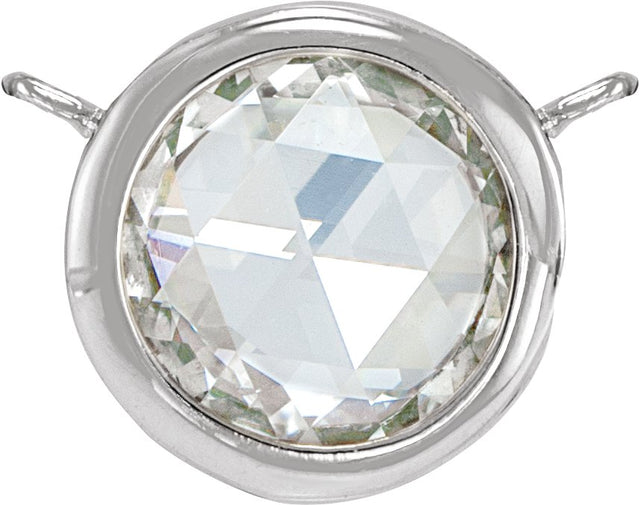 Platinum Round Natural Diamond Rose-Cut Bezel-Set Necklace