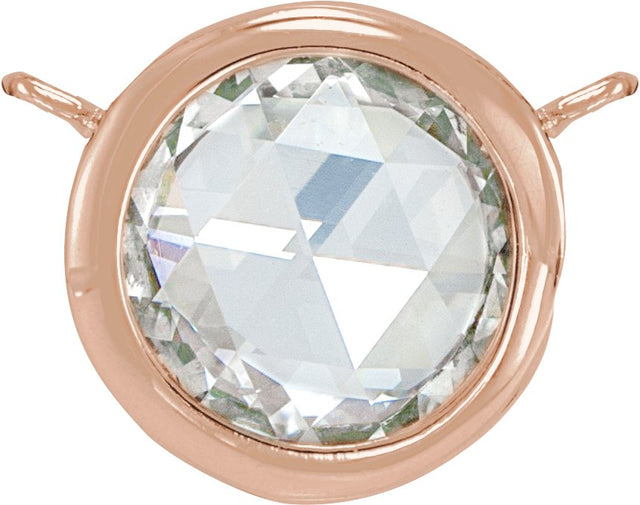 14K Gold Round Natural Diamond Rose-Cut Bezel-Set Necklace - Rose Gold
