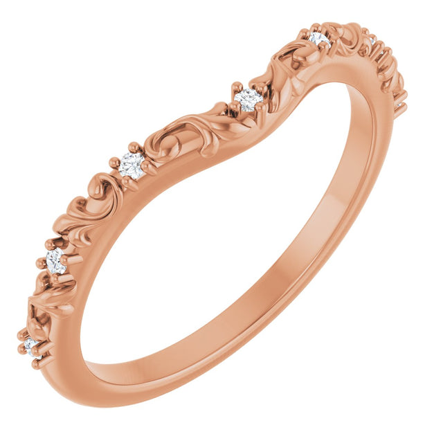 14K Gold Round Natural Diamond Contour Band VI - Rose Gold