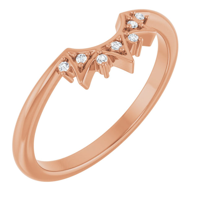 14K Gold Round Natural Diamond Contour Band VII - Rose Gold