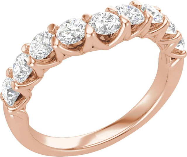 14K Gold Round Lab-Grown Diamond Accented Contour Band – 1 CTW - Rose Gold