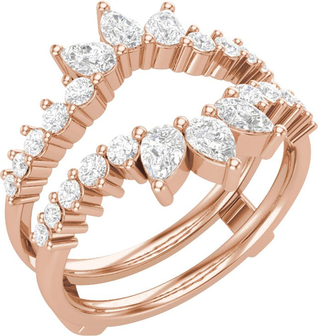 14K Gold Pear Lab-Grown Diamond Accented Ring Guard - Rose Gold