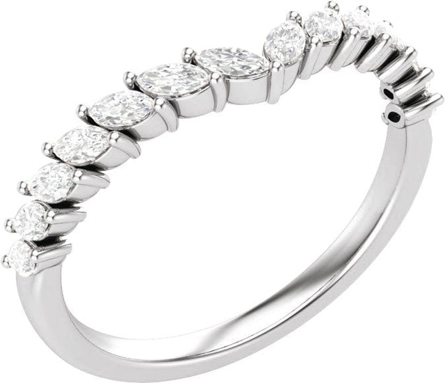 14K Gold Marquise Natural Diamond Contour Band β 3/8 CTW - White Gold