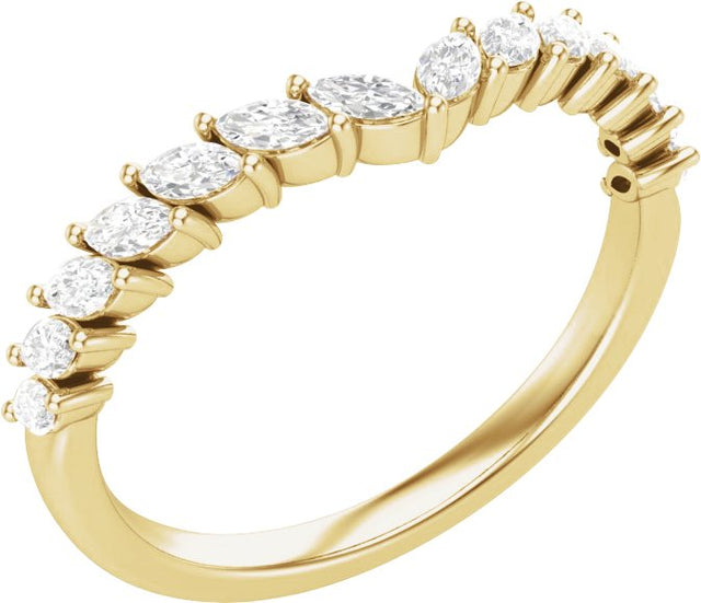 14K Gold Marquise Natural Diamond Contour Band β 3/8 CTW - Yellow Gold