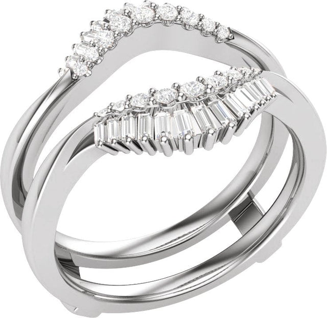 14K Gold Straight Baguette Natural Diamond Ring Guard – 1.8x0.9mm - White Gold