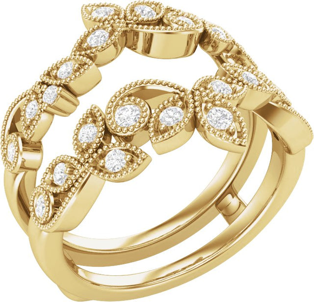 14K Gold Round Natural Diamond Ring Guard No. 2 - Yellow Gold