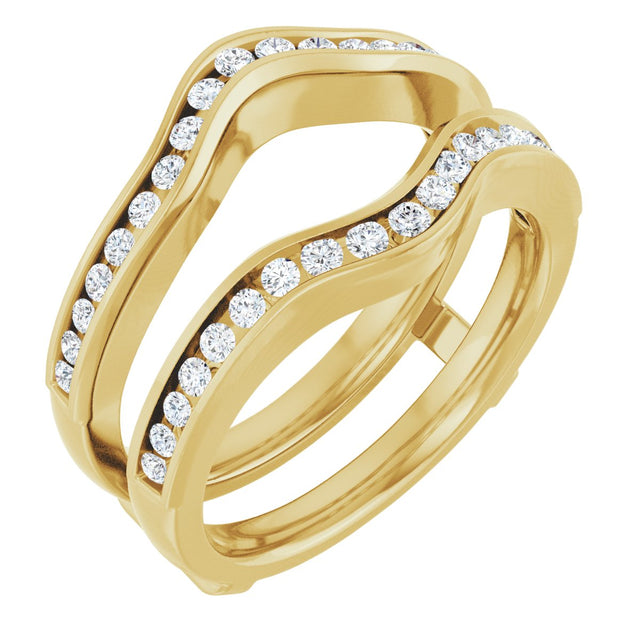 14K Gold Round Natural Diamond Channel-Set Ring Guard – 1/2 CTW - Yellow Gold