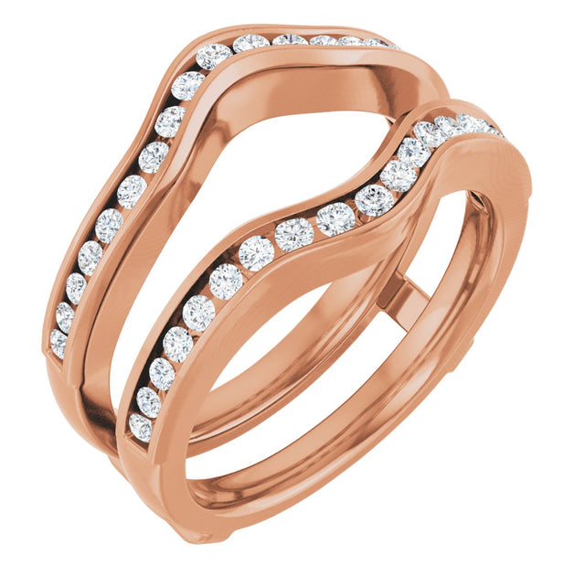 14K Gold Round Natural Diamond Channel-Set Ring Guard – 1/2 CTW - Rose Gold