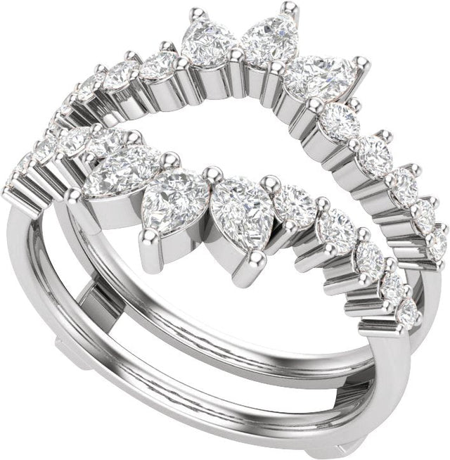 14K Gold Pear Lab-Grown Diamond Accented Ring Guard - White Gold