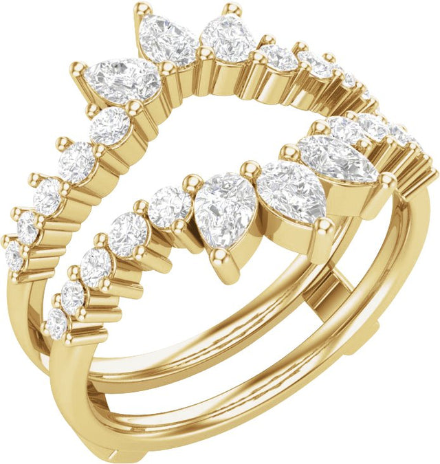 14K Gold Pear Lab-Grown Diamond Accented Ring Guard - Yellow Gold
