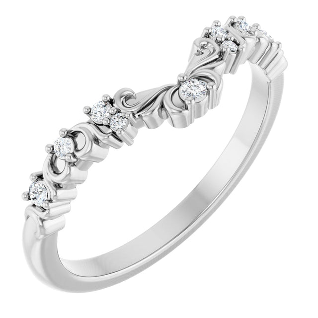14K Gold Round Natural Diamond Contour Band VIII - White Gold