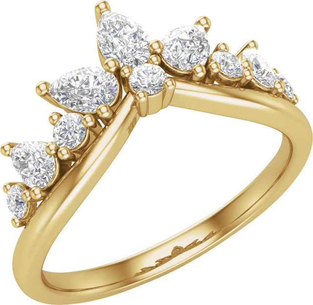 14K Gold Pear Lab-Grown Diamond Contour Band – 4.3x2.8mm - Yellow Gold